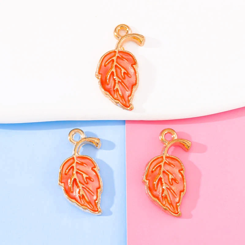 20Pcs/Lot 10*19mm Alloy Resin Enamel Leaf Earrings Bracelet Necklace Pendant DIY Women's Jewelry Crafts Luxury Beads Accessories