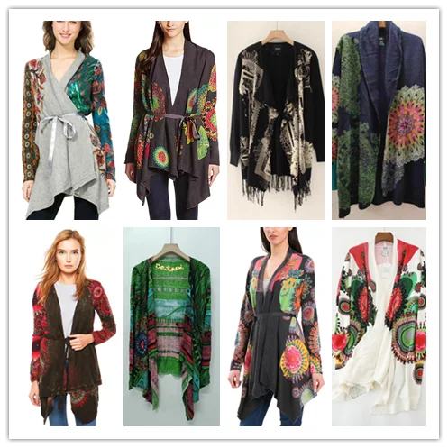 

foreign trade Spain fashion new printed women's knitted shawl cardigan coat