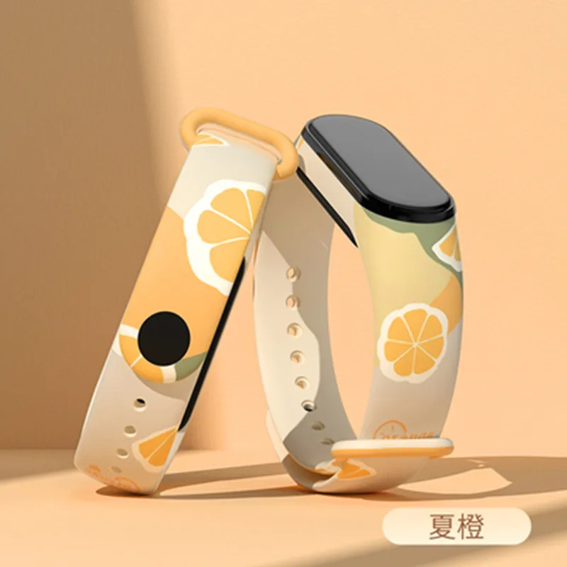 Bracelet de rechange en Silicone pour Xiaomi Mi Band 6, 5, 4, 3, NFC, motif imprimé aquarelle, pour montre