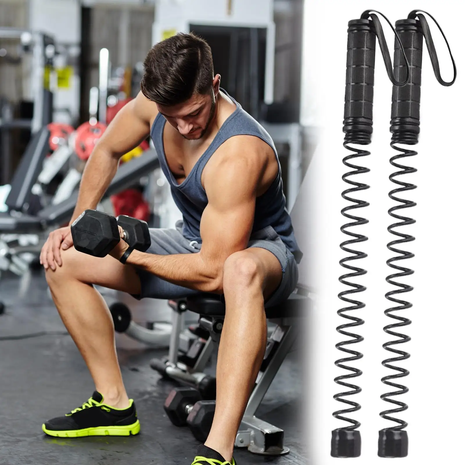 Cuerda de entrenamiento potenciador de resistencia física 2 piezas cuerdas de batalla inalámbricas portátiles para gimnasio HIIT MMA calistenia boxeo Cardio