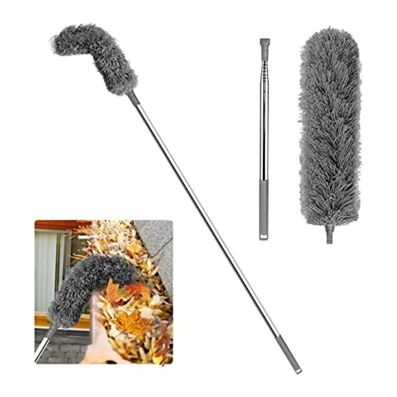 

Gutter Cleaning Brush Roofing Tool with Telescopic Extendable Pole 8.2Ft Guard Cleaner Tool Easy Remove Leave, grey