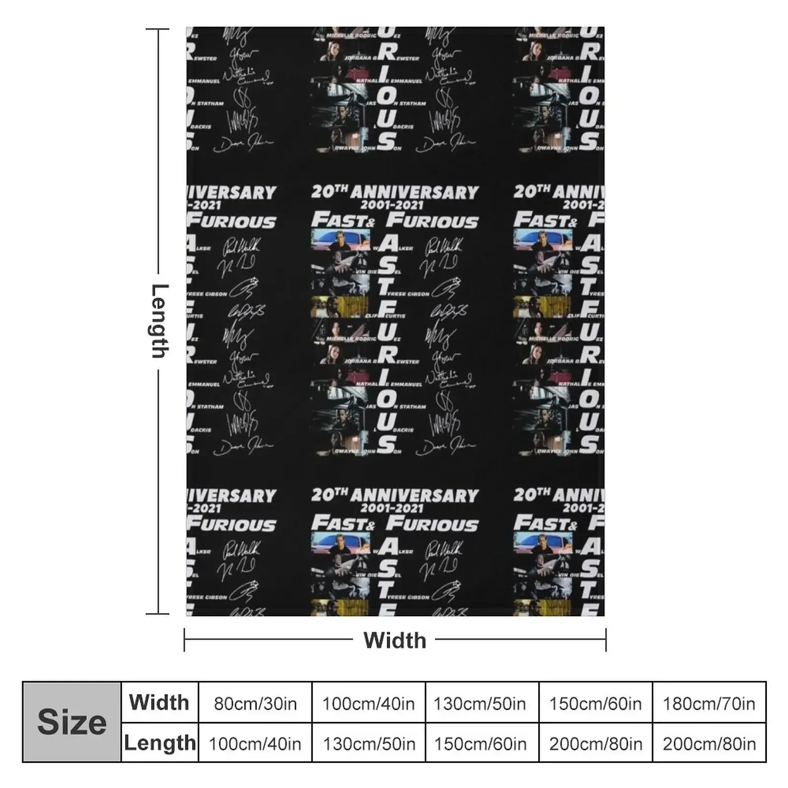 20th Anniversary 2001 2021 Fast Furious Signatures Throw Blanket Cute Plaid blankets ands heavy to sleep Softest Blankets