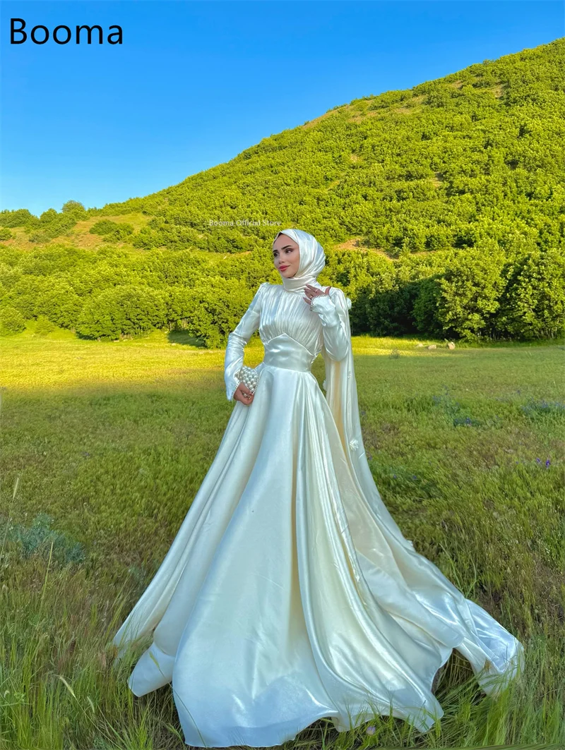 Booma A-Linie, lange, einfache Abendkleider, plissierte formelle Kleider für Frauen, elegante Ballkleider, Saudi-Arabien, nach Maß 2023