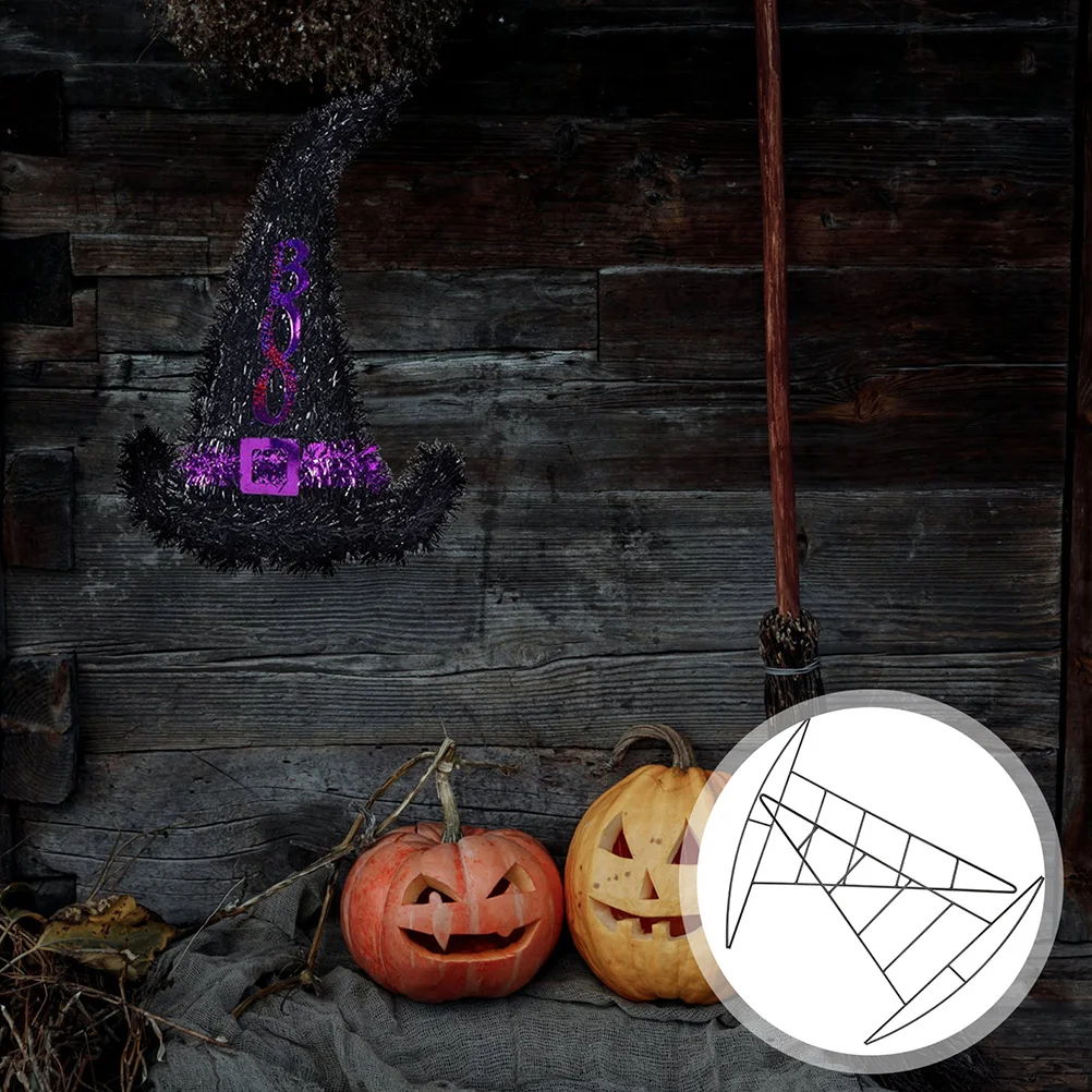 

4Pcs Iron Wreath Frame Witch Hat Design DIY Floral Ring for Christmas Decoration Hanging Home Garden Party Use Supplies