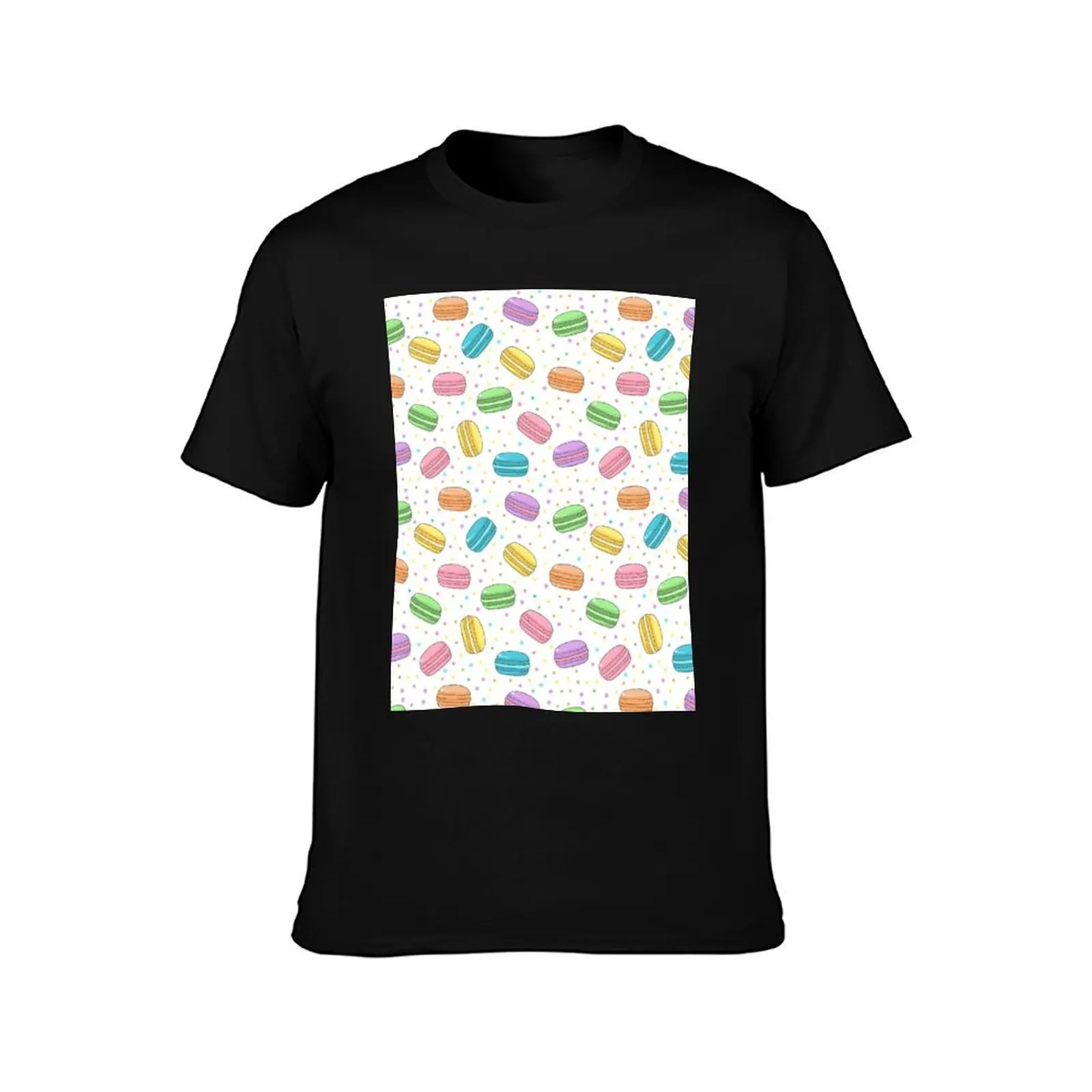 Pretty Pastel Coloured French Macarons Pattern T-Shirt Work Casual Loose Fit T-Shirt
