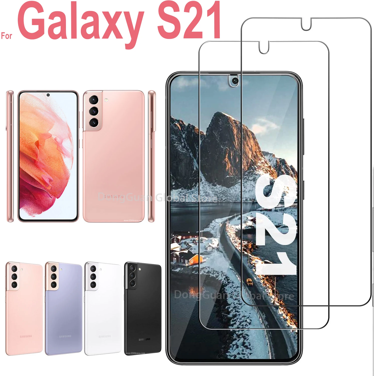 Screen Protector For Samsung Galaxy S21 Tempered Glass No Bubbles 9H Hardness HD 1/2/3/4Pcs
