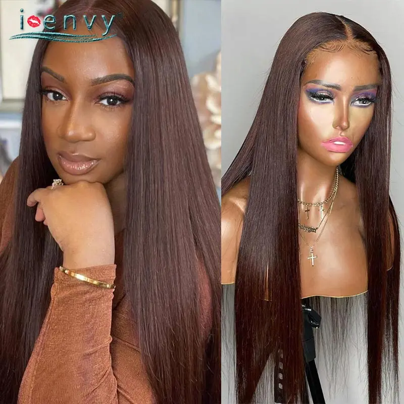 Transparent Lace Wig Straight Brown Lace Front Human Hair Wigs Chocolate Color Blonde Brazilian Human Hair Wigs For Women Remy