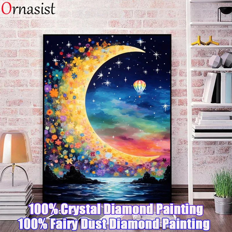 Fai da te 5D fata polvere pittura diamante luna città mosaico di cristallo pieno paesaggio diamante ricamo arte strass immagine decorazioni per la