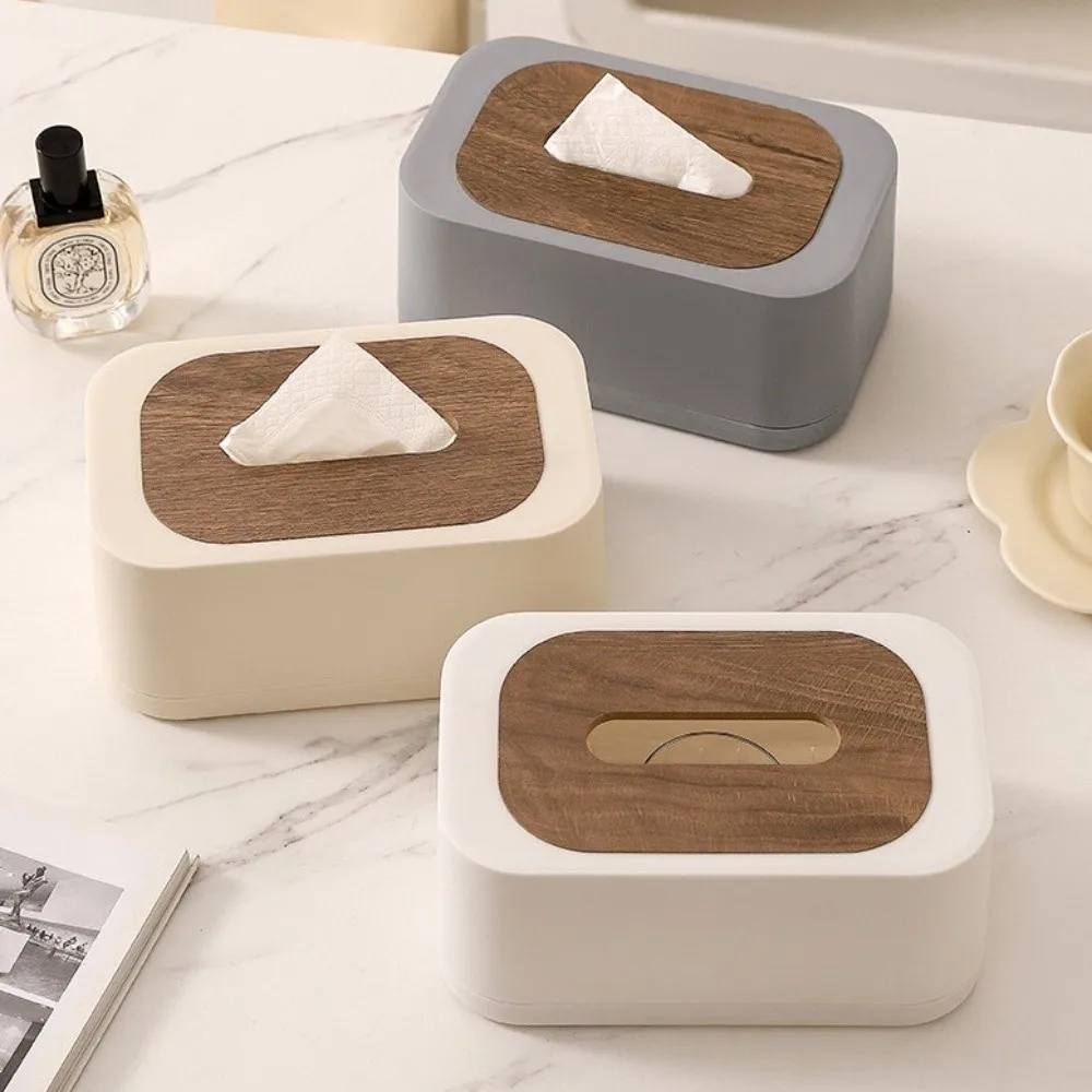 Creative Large Opening Tissue Box With Lid Space-saving Auto Lift Spring Tissue Dispenser Square Tissue Box Desktop Use