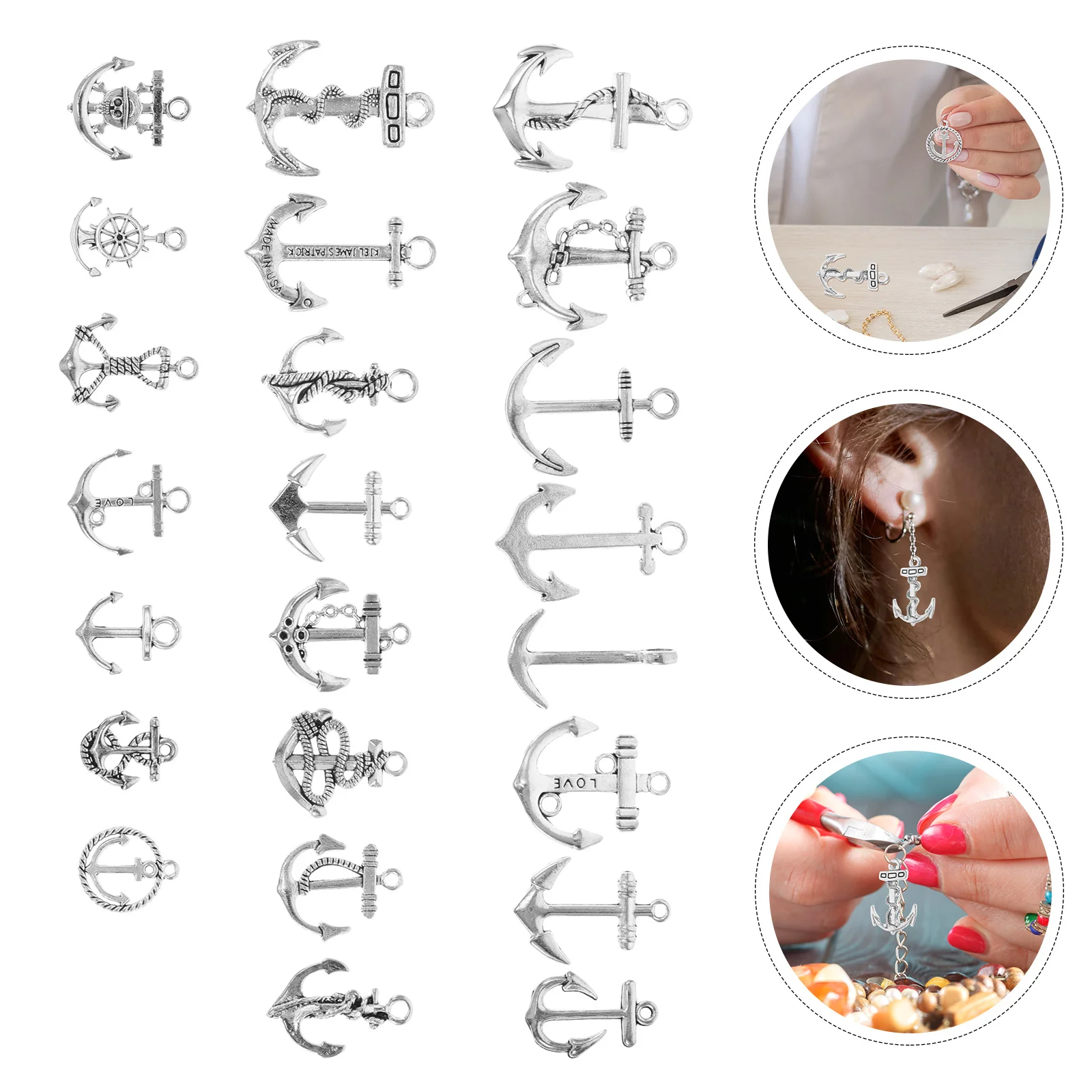 

50 шт., винтажные подвески с якорем, кулон из цинкового сплава, набор брелоков для изготовления ювелирных изделий своими руками, принадлежности для рукоделия, морские декоративные