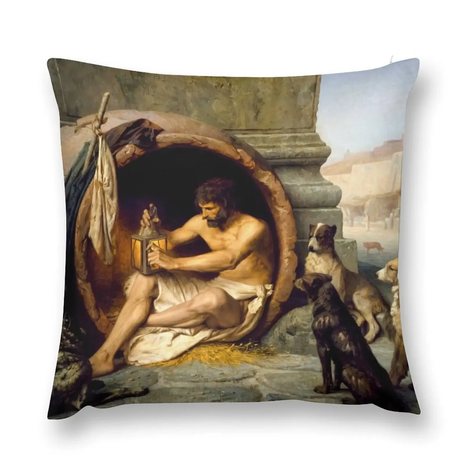 Diogenes by Gerome Throw Pillow Embroidered Cushion Cover Sofa Cushions Covers pillow