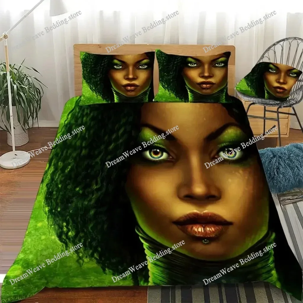 

African Beautiful Girl 3D Printed Bedding Set Duvet Covers Pillowcases Comforter Bedding Set Bedclothes Bed Linen(NO Sheet)963