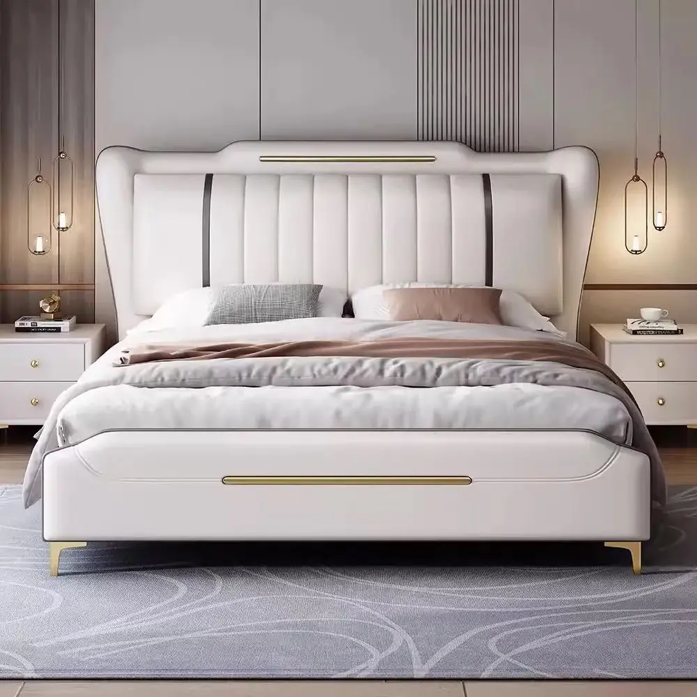 

Home Italian light luxury double bed, master bedroom storage bed, new air pressure storage