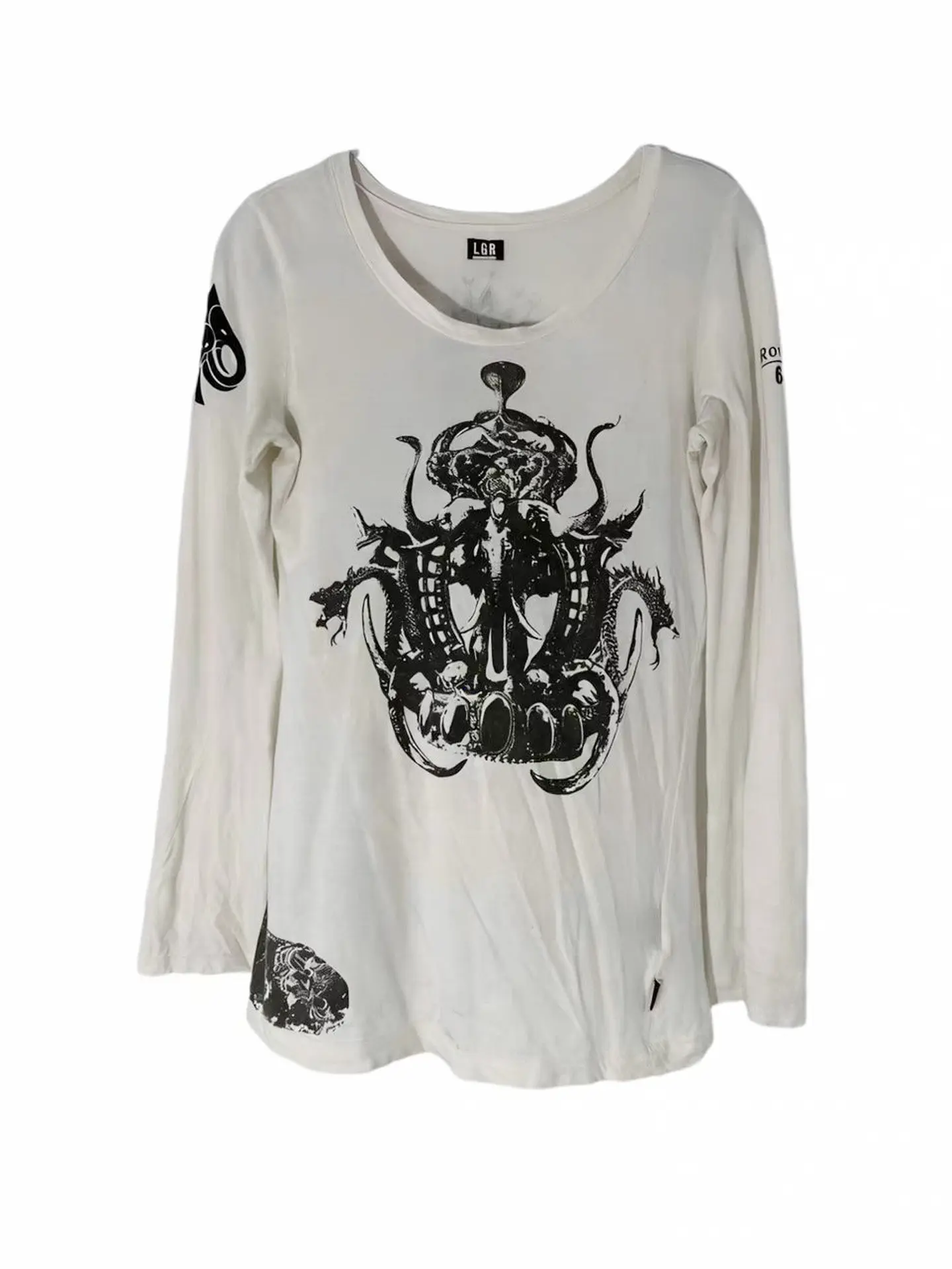 LGB idol casual print white long-sleeved sweater