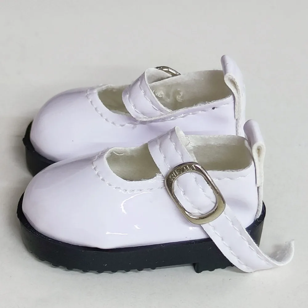 Fashion Flat Bottomed Toy Shoes Leather 4.7cm X 2.5cm Doll Shoes Bottomed Glossy DIY Mini Shoes 1/6 Point Doll