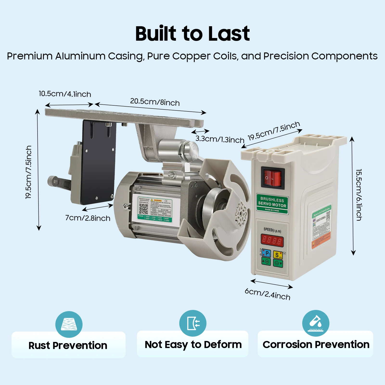 750 W energiesparender Nähmaschinenmotor, bürstenloser Motor, 500–3500 U/min, bürstenloser elektronischer Motor, mechanische Geräte, LED-Anzeige – Detail 5
