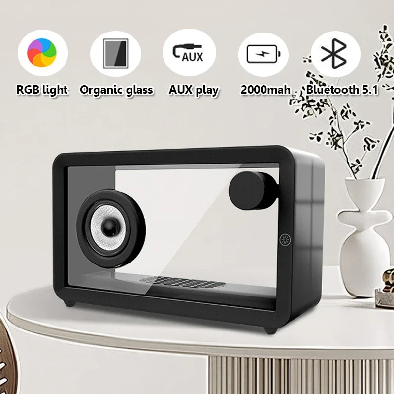 Altavoz Retro De cristal orgánico transparente, portátil, con sonido envolvente De 360 grados, inalámbrico, Bluetooth, Caixa De Som, RGB