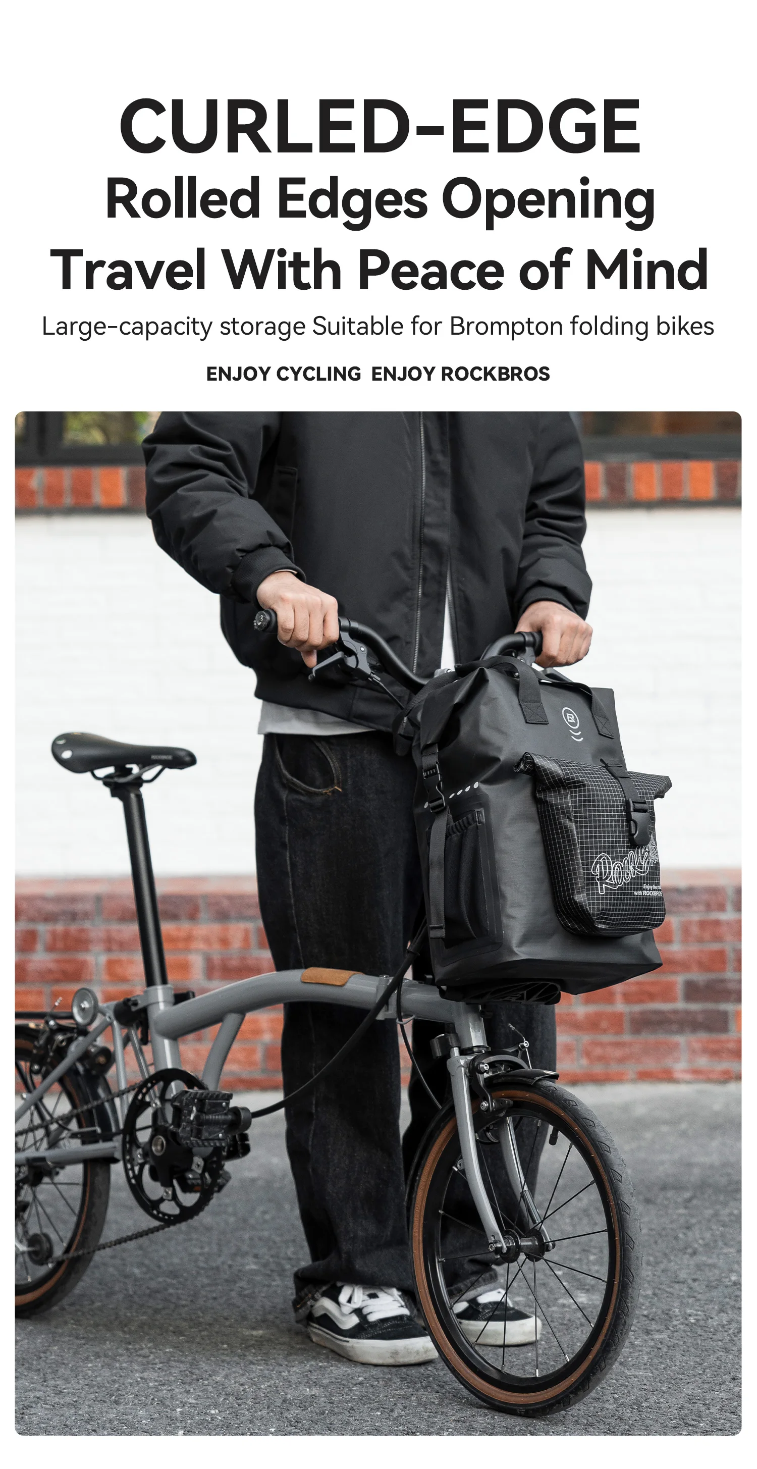 ROCKBROS Bike Front Bag 18L Capacity Quick Install Folding Bike Handlebar Bag with Shoulder Strap Multifunctional Cycling Bag