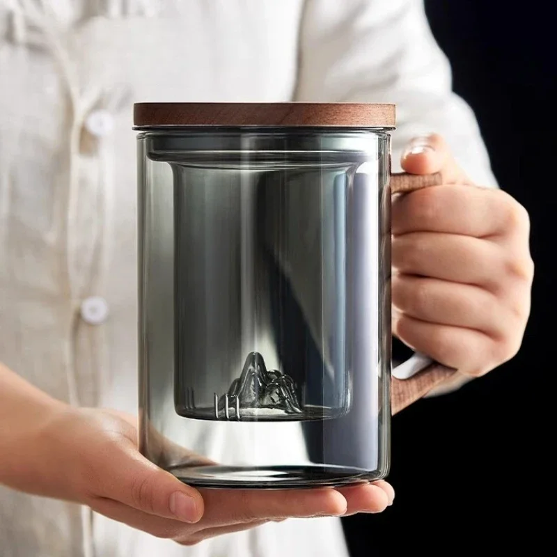 Large Capacity Glass Tea Cup Tea-Water Separation Household Personal Men's Special Tea Brewing Cup Office Water Cup