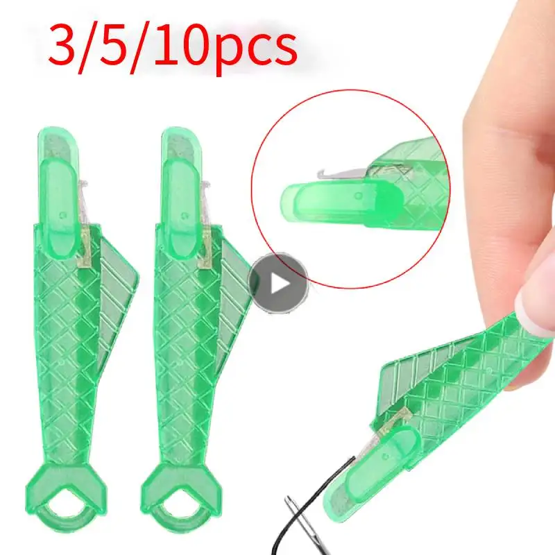 3/5/10pcs Quickly Auto Needle Threader DIY Sewing Tools Green Fish Threader Home Hand Machine Sewing Automatic Thread Device