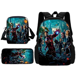 Marvel Avengers Movie Child School Backpack With Shoulder Bag Pencil Bags School Bags for Boys Girls Best Gift