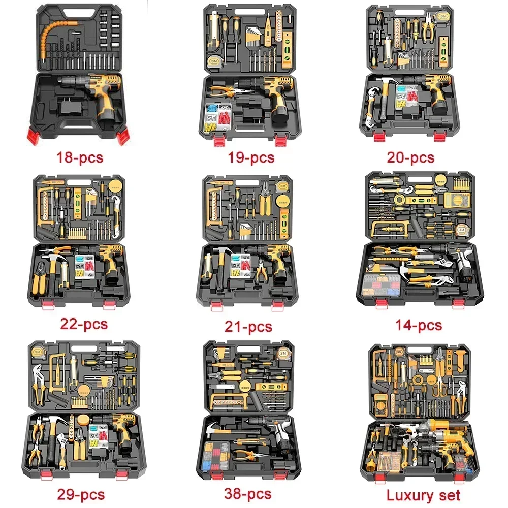 New arrivals Multifunctional household tool kit craftsman mechanic cordless power drill combo kit woodworking tool set