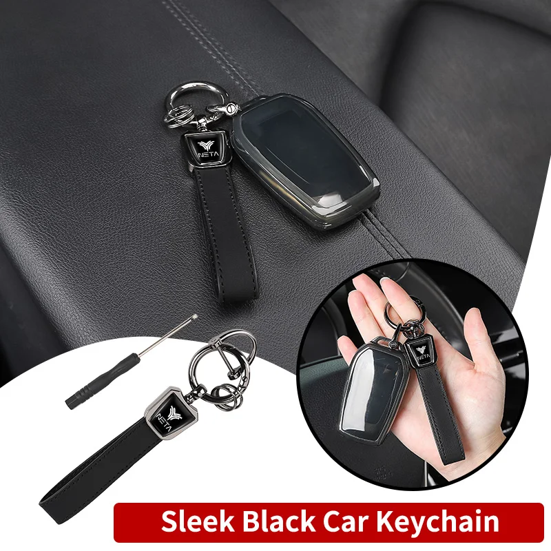 Car Key Chain With Resin Sealing Leather Keyring Auto Decorative Accessories For NETA V Nezha U Nezha NO1 NETA V