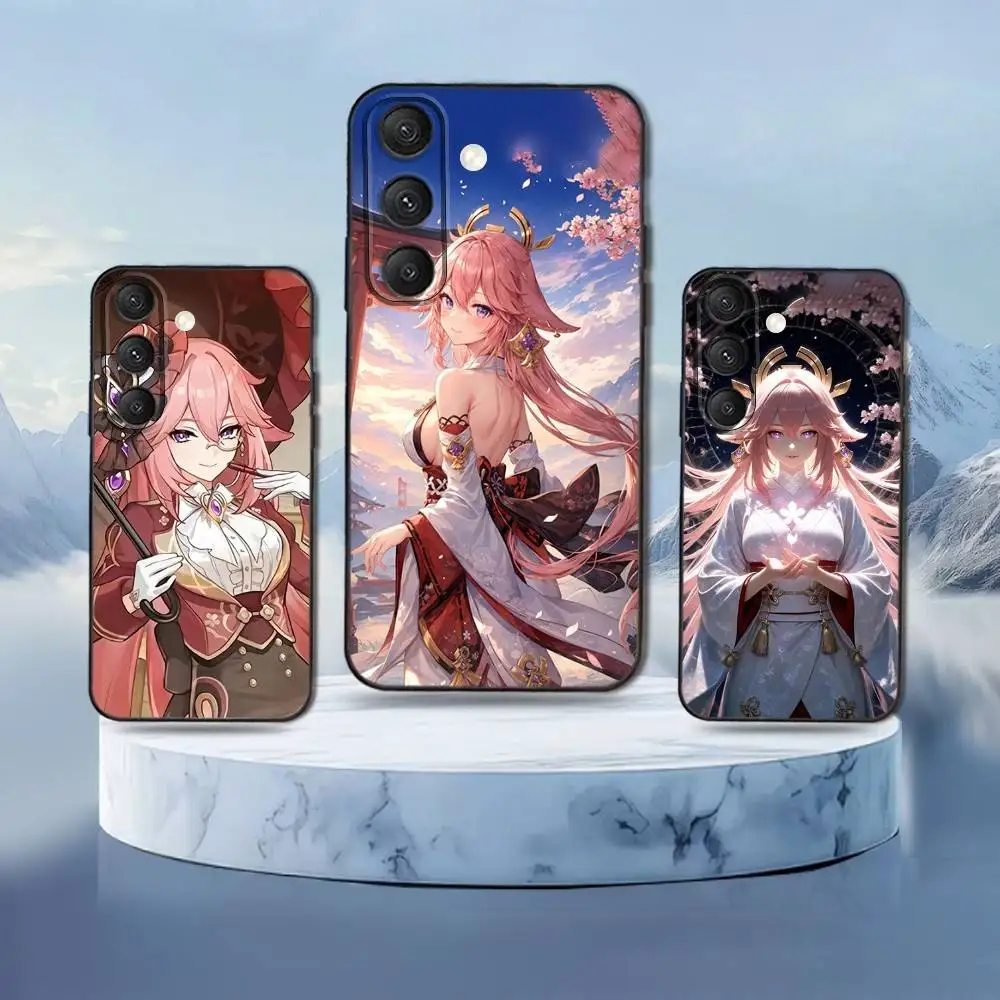 

G-Genshin Y-Yae Miko Phone Case For Samsung Galaxy S25,S24,S21,S22,S23,S30,Ultra,S20,Plus,Fe,Lite,Note,10,9,5G Black Cover