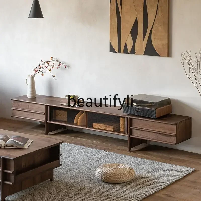 N178 A North American black walnut solid wood TV cabinet Modern simple living room Multifunctional storage locker