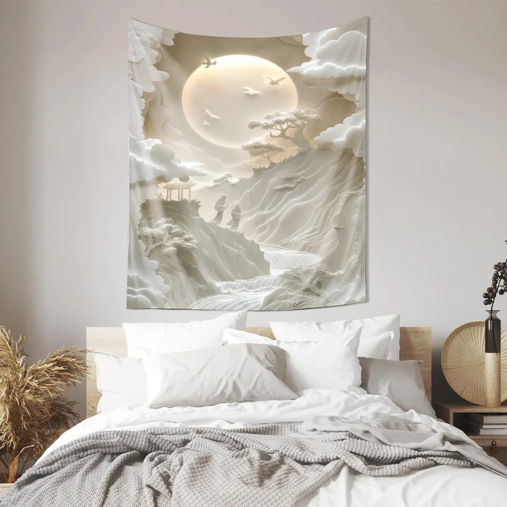 "Enchanted Moonlit Landscape Wall Hanging - Decorative Tapestry for Home Décor"