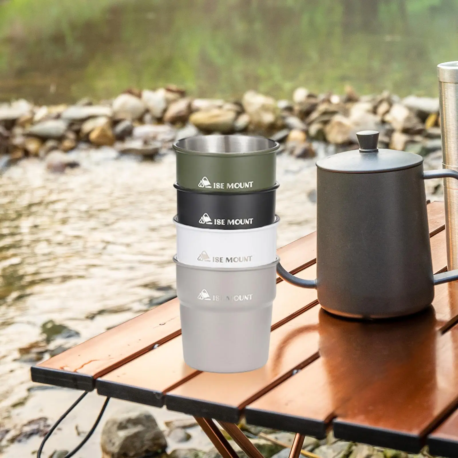 4pcs Outdoor Portable 304 Stainless Steel Cup Set Beer Tea Coffee Cup Camping Cup Hiking Travel Water Cup