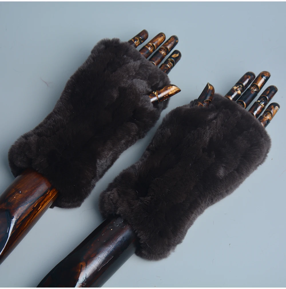 Lady Winter 100% Natural Real Rex Rabbit Fur Glove Women Soft Rex Rabbit Fur Glove Foashion Warm Knitted Genuine Fur Gloves