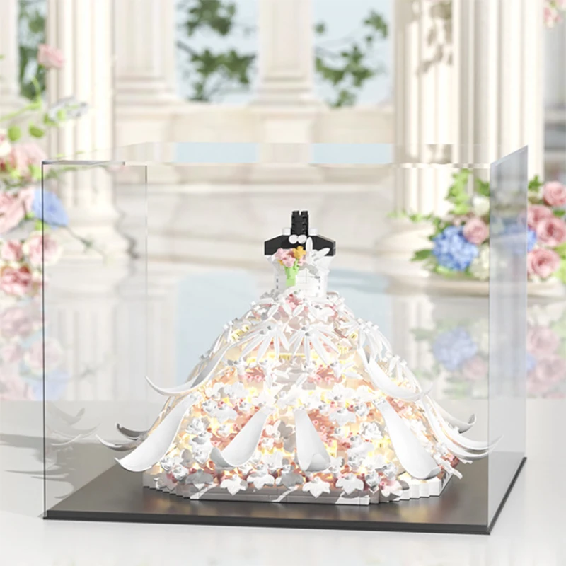 ชุดแต่งงานสีดำ/ขาว ตัวต่อบล็อกไมโครพาร์ติเคิล แบบประกอบเอง ของตกแต่งโต๊ะทำงาน สาวแสนหวาน ของขวัญวันวาเลนไทน์ MZ418