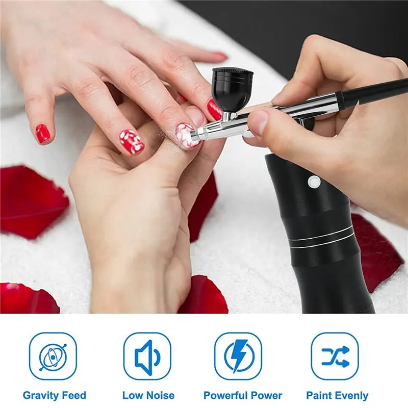 مجموعة فرشاة الهواء ABJJ مع ضاغط الهواء، فرشاة هوائية محمولة قابلة لإعادة الشحن 7.4 فولت 34 رطل لكل بوصة مربعة #2