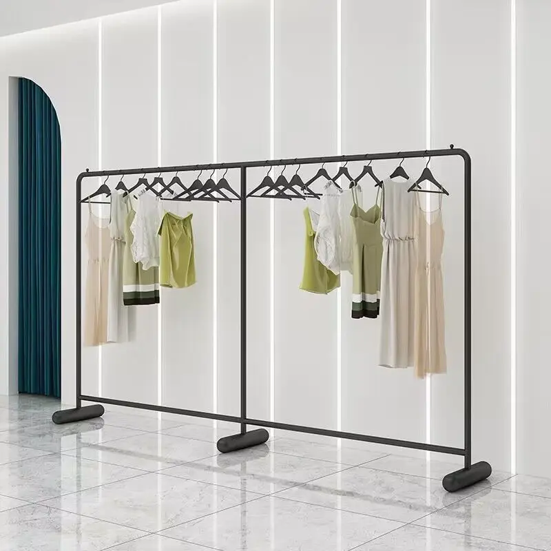 Custom. [Paint Anti-Rust] Clothing Store Display Stand Floor-Standing Internet Celebrity Gold Iron Thickened Clothes Rack Light