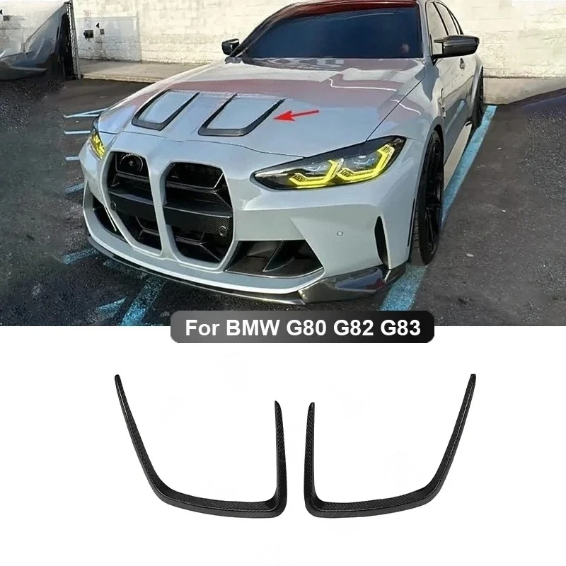 

For BMW M3 M4 G80 G82 G83 Real Carbon Fiber Front Hood Scoop Vent Frame Trim Engine Bonnet Outlet Air Intake 2021+ Body kit