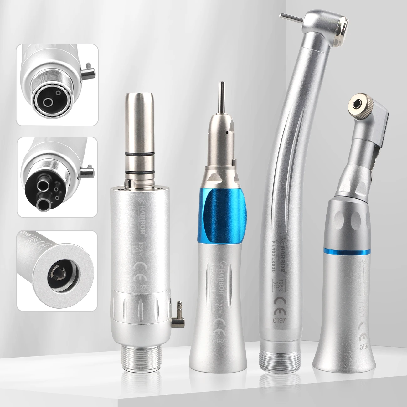 2/4 Hole Dental High/Low Handpiece Set with Push Botton Air Control/Straigh Motor Single Water Spray For Dentists  Equipment