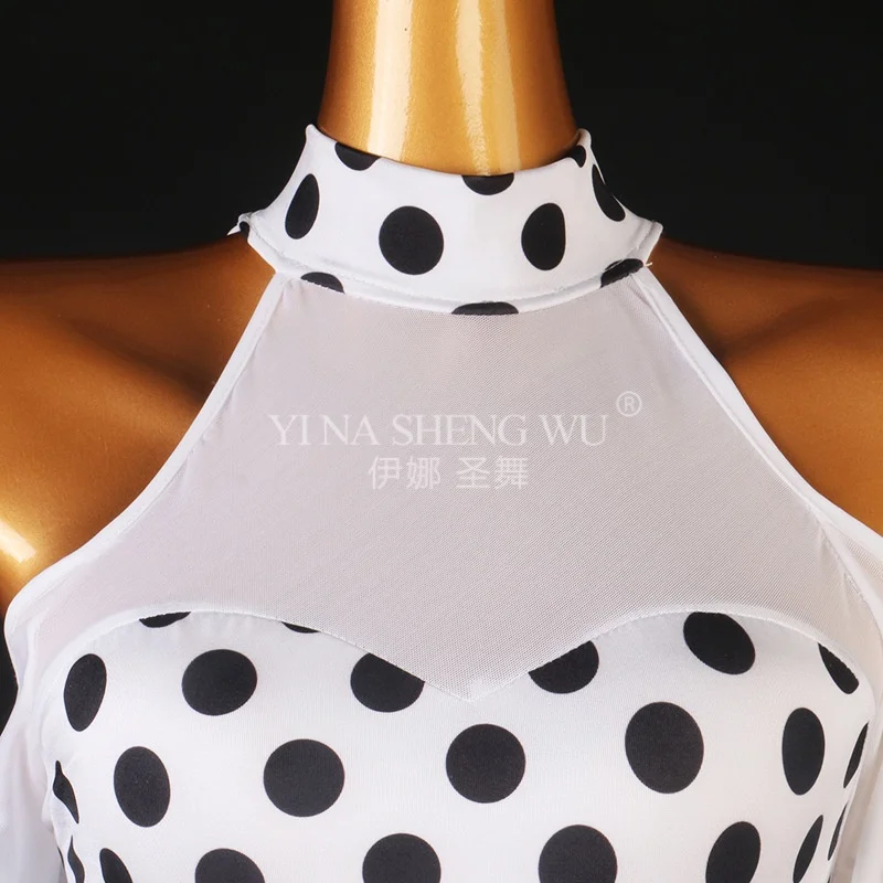 Girl Stage Costumes Long Sleeves Stand Competition Ballroom Dance Off-Shoulder Women's Prom Modern Match Suit Waltz Clothing