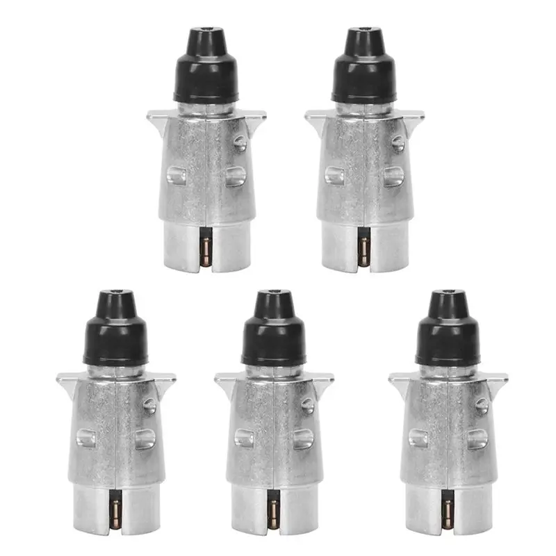5X 7-Pin Trailer Plug Heavy Duty Round Pin 7-Pole Wiring Connector 12V Towbar Towing Caravan Truck Plug N Type-L94A