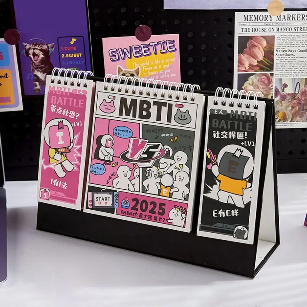 

Cartoon Mini Desktop Calendar Character Traits Standing Schedule Calendar Paper Countdown Calendar Desktop Decor Calendar