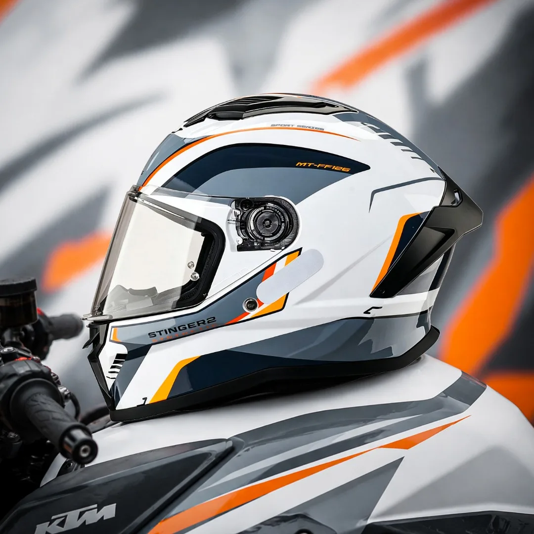 New Mt Full Face Motocross Helmets Gloss Stinger 2 Motorcycle Helmet Racing with Mask Quick Release Clear Visor M-Xxxl