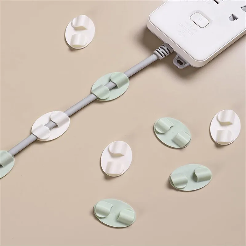 10PCS Non-marking Self-adhesive USB Cable Organizer Cable Winder Wire Storage Desktop Tidy Clips Nail-free Cable Holder Clamp