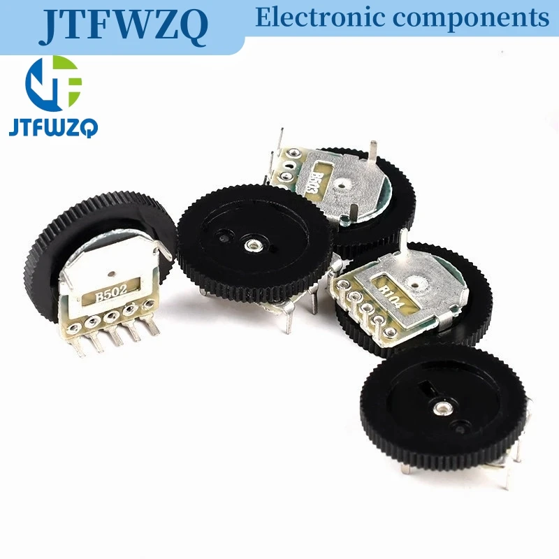 10pcs Double Dial Taper Volume Wheel Duplex potentiometer B102 B103 B203 B503 B104 1K 2K 5K 10K 20K 50K 100K 3Pin 5Pin 16*2mm