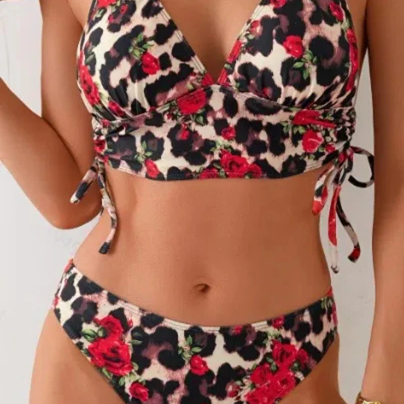 

Summer Women Halter Bikini Sets Fashion Leopard Printed Bandage Swimwear Corset Sexy Lingerie Suit Beach Holiday Swimwear Outfit