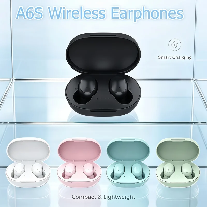 New A6S Wireless Headphones Fone Bluetooth Earphones Mini Earbuds With Mic Charging Box Sports Gaming Headset Touching Earphones