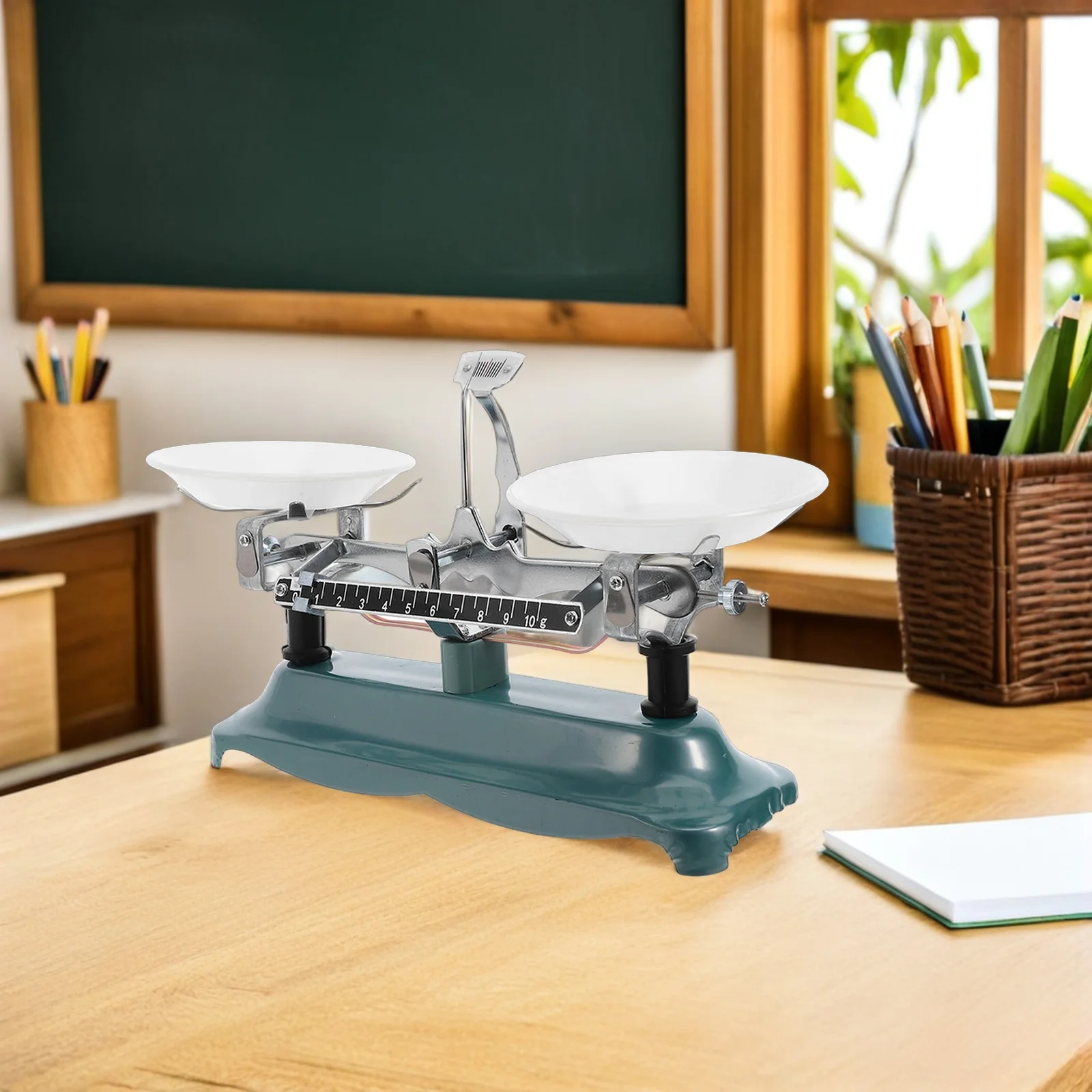 

Mechanical Pan Balance Scale 500G 0.5g Portable Scientific Teaching Tool Classroom Laboratory Calibration Weights Included