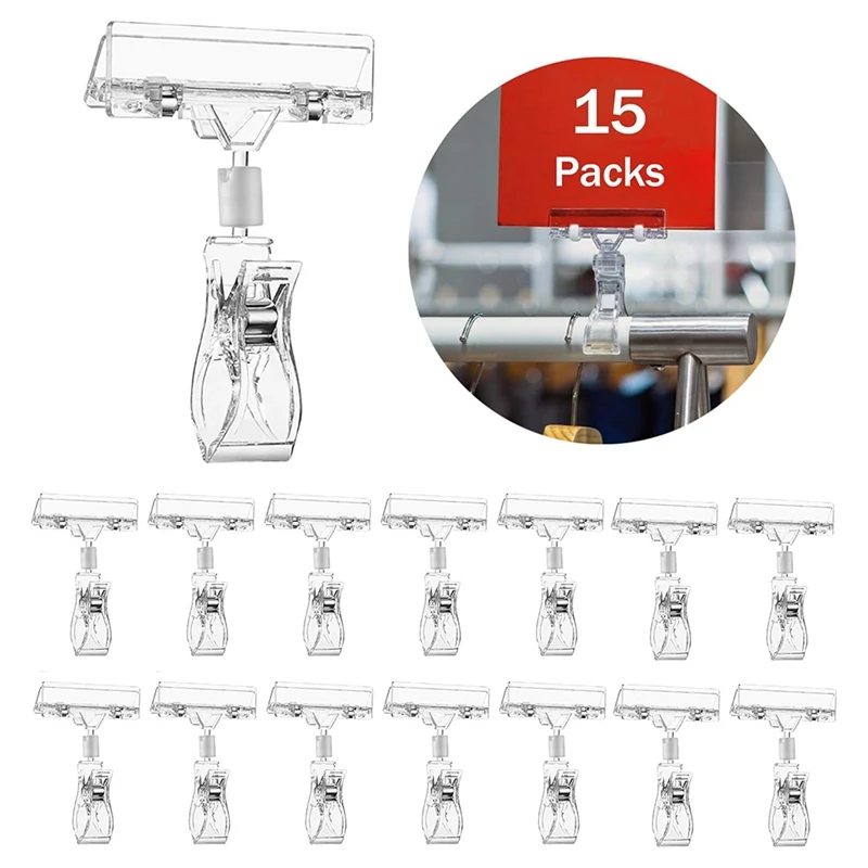 Clips acryliques transparents pour affichage, pinces de signe de prix au détail, pinces d'étiquette, 30 pièces