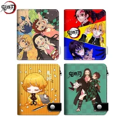 Demon Slayer Wallet Anime Figure Tanjirou Nezuko Zenitsu Inosuke Shinobu Cosplay PU Leather Wallet Kimetsu No Yaiba Coin Purse