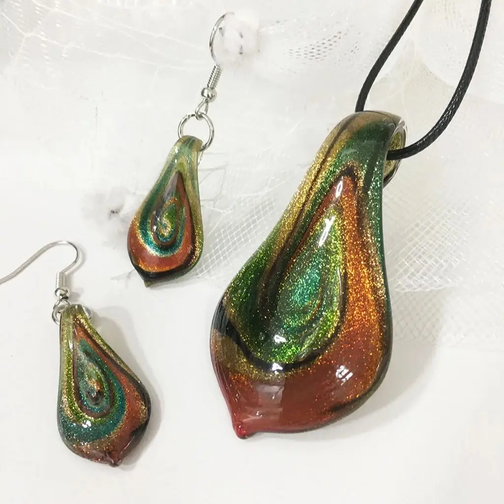 1PCS Fashion Dark Blue Glass Murano Floral Leaf Shape Lampwork Pendant Necklace For Women Cheap Items Jewelry Gift Cheap Items
