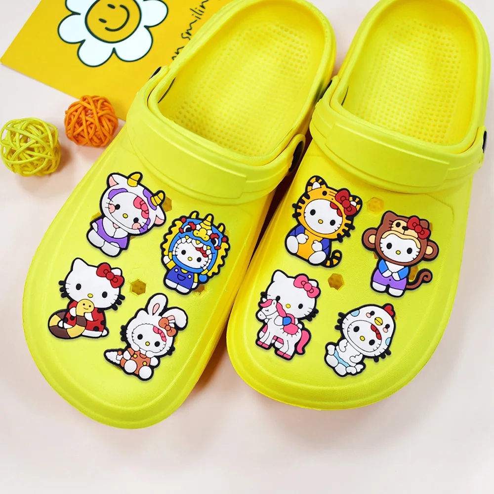

MINISO 12pcs zodiac Sanrio Shoe Charms DIY Clog Sandal Shoes Accessorie Wristband Hole Slipper Decoration Buckle X-mas Gifts